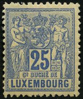 LUXEMBURG 52D *, 1882, 25 C. Blau, Falzreste, Pracht, Mi. 120.- - Sonstige & Ohne Zuordnung
