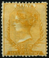 MALTA 2B *, 1863, 1/2 P. Braunorange, Gezähnt K 14, Falzreste, Kleiner Zahnfehler Sonst Pracht, Mi. 120.- - Malta