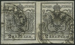 ÖSTERREICH 2Xa Paar O, 1850, 2 Kr. Schwarz, Handpapier, Type Ia, Im Waagerechten Paar, K2 MARCZALY, Pracht, Fotobefund D - Other & Unclassified