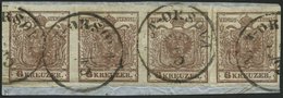 ÖSTERREICH 4X BrfStk, 1850, 6 Kr. Braun, Handpapier, Type Ia, Im Waagerechten Viererstreifen, 2. Marke Mit Plattenfehler - Sonstige & Ohne Zuordnung