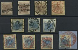 ÖSTERREICH 4/5X,Y BrfStk,o , 1850/4, 6 Kr. Braun Und 9 Kr. Blau, 11 Werte Mit RECOMMANDIRT-Stempeln, Dabei 5 Rote, Meist - Autres & Non Classés