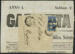 ÖSTERREICH 16a BrfStk, 1858, 1.05 Kr. Hellblau, Type I, 2x Auf Komplettem Adresszettel Und Zeitungskopfteil Der GAZZETTA - Otros & Sin Clasificación