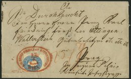 ÖSTERREICH 21/2 BRIEF, 1860, 15 Kr. Blau Und Rückseitiges Reco-Porto 1o Kr. Braun Auf Brief Mit Roten Oval-K1 K.K. BRIEF - Autres & Non Classés