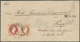 ÖSTERREICH 37II,39II BRIEF, 1879, 5 Kr. Rot Und 15 Kr. Braun, Feiner Druck, Auf Reco-Brief Von WIEN ALSERGRUND Nach Prag - Autres & Non Classés