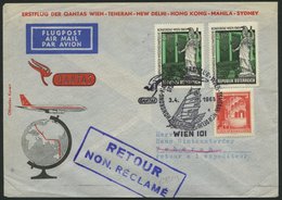 SONDERFLÜGE 3.4.1965, Erstflug WIEN-TEHERAN-N-DELIHI-HONGKONG-MANILA-SYDNEY, Pracht - Otros & Sin Clasificación