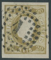 PORTUGAL 19 O, 1866, 20 R. Olivbraun, Pracht, Mi. 90.- - Andere & Zonder Classificatie