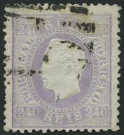PORTUGAL 44B O, 1873, 240 R. Lila, Gezähnt 121/2, üblich Gezähnt Pracht, Mi. 1500.- - Autres & Non Classés