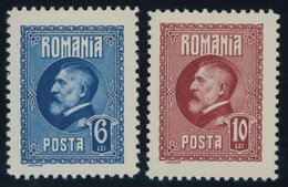 RUMÄNIEN 300,302F *, 1926, 6 L. Blau Und 10 L. Rot, Falzrest, 2 Prachtwerte - Altri & Non Classificati