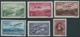 RUMÄNIEN 419-24 **, 1931/2, Flugzeuge Und Alexander I, Normale Zähnung, 6 Postfrische Prachtwerte, Mi. 72.- - Autres & Non Classés
