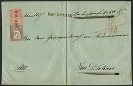 SCHWEIZ BUNDESPOST 13/15IIBym BRIEF, 1859, 5 Rp. Graubraun (allseits Vollrandig) Mit 15 Rp. Rosa (dreiseitig Vollrandig) - 1843-1852 Federal & Cantonal Stamps