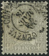 SCHWEIZ BUNDESPOST 34 O, 1867, 40 C. Grau, üblich Gezähnt, Pracht, Mi. 140.- - 1843-1852 Kantonalmarken Und Bundesmarken