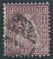 SCHWEIZ BUNDESPOST 43 O, 1881, 50 C. Lila, Faserpapier, Feinst, Fotobefund Hermann, Mi. 450.- - 1843-1852 Correos Federales Y Cantonales