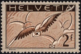 SCHWEIZ BUNDESPOST 245x *, 1930, 2 Fr. Brieftaube, Gewöhnliches Papier, Falzrest, Pracht - 1843-1852 Federal & Cantonal Stamps
