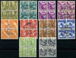 SCHWEIZ BUNDESPOST 297-305y VB O, 1936, Landschaften, Glatter Gummi, In Zentrisch Gestempelten Viererblocks, 10 C. Beide - 1843-1852 Federal & Cantonal Stamps