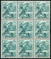 SCHWEIZ BUNDESPOST 298zDPIII **, 1936, 5 C. Bläulichgrün, Geriffelter Gummi, Doppelprägung Im Gesamten Markenbild, Im Ne - 1843-1852 Poste Federali E Cantonali