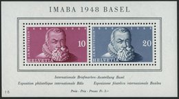 SCHWEIZ BUNDESPOST Bl. 13 **, 1948, Block IMABA, Feinst, Mi. 90.- - 1843-1852 Federal & Cantonal Stamps