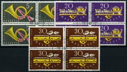 SCHWEIZ BUNDESPOST 519-21 VB O, 1949, Eidgenössische Post In Viererblocks Mit Zentrischen Ersttagsstempeln, Prachtsatz - 1843-1852 Federal & Cantonal Stamps