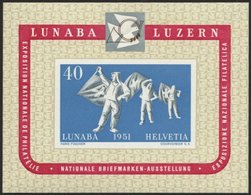 SCHWEIZ BUNDESPOST Bl. 14 **, 1951, Block LUNABA, Pracht, Mi. 280.- - 1843-1852 Kantonalmarken Und Bundesmarken