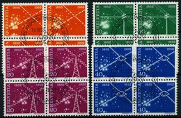 SCHWEIZ BUNDESPOST 566-69 VB O, 1952, 100 Jahre Elektrisches Nachrichtenwesen In Viererblocks Mit Zentrischen Ersttagsst - 1843-1852 Timbres Cantonaux Et  Fédéraux