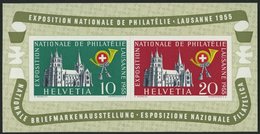 SCHWEIZ BUNDESPOST Bl. 15 **, 1955, Block Lausanne, Pracht, Mi. 100.- - 1843-1852 Kantonalmarken Und Bundesmarken
