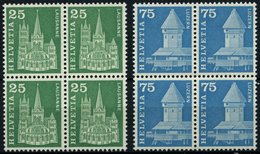 SCHWEIZ BUNDESPOST 700,707yI VB **, 1960, 25 Und 75 C. Postgeschichtliche Motive Und Baudenkmäler, Phosphoreszenz Rückse - 1843-1852 Timbres Cantonaux Et  Fédéraux