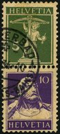 ZUSAMMENDRUCKE S 21z O, 1930, Tellknabe/Tellbrustbild 5 + 10, Geriffelter Gummi, Pracht, Mi. 120.- - Se-Tenant