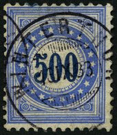 PORTOMARKEN P 14K O, 1882, 500 C. Ultramarin/dunkelblau, Faserpapier, Rahmen Kopfstehend, Winzige Knitterspur Sonst Prac - Strafportzegels