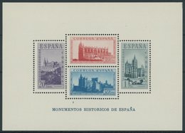 SPANIEN Bl. 9A **, 1938, Block Historische Baudenkmäler, Gezähnt, Postfrisch, Pracht, Mi. 90.- - Sonstige & Ohne Zuordnung