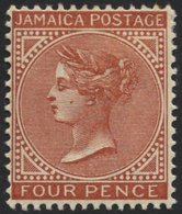 JAMAIKA 18 *, 1883, 4 P. Bräunlichrot, Wz. CA Einfach, Falzrest, Pracht, Mi. 500.- - Jamaïque (...-1961)