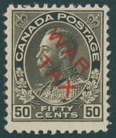 KANADA 99 **, 1912, 50 C. Schwarzbraun Mit Rotem Aufdruck WAR TAX, Postfrisch, Pracht - Andere & Zonder Classificatie