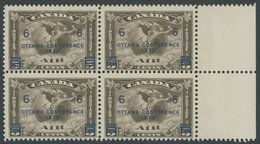KANADA 170 VB **, 1932, 6 Auf 5 C. Wirtschaftskonferenz Im Postfrischen Viererblock, Pracht - Sonstige & Ohne Zuordnung