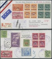PHILIPPINEN U.a. 377/8,82-84 BRIEF, 1937, Luftpost-Einschreibbrief Von MANILA Nach Luzern, Bunte Frankatur Vorder- Und R - Filipinas