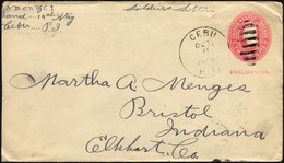 PHILIPPINEN Amerikanische Besetzung: 1900, 2 C. Rosa Ganzsachen-Soldatenbrief, Handschriftlich Soldiers Letter Von Der I - Filipinas