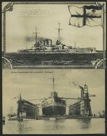 ALTE POSTKARTEN - SCHIFFE KAISERL. MARINE S.M.S. Thüringen, 2 Karten, Eine Gebraucht - Krieg