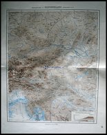 Deutschland, Der Südöstliche Teil, Oro-Hydrographische Karte, Kolorierter Stahlstich Aus Meyers Hand-Atlas, 1875 - Sonstige & Ohne Zuordnung