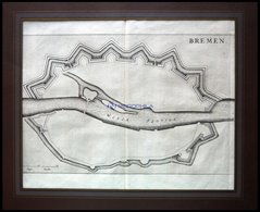 BREMEN. Grundrißplan Der Stadtmauern Mit Der Weser,Kupferstich Um 1700 - Litografia