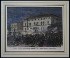 KIEL: Besuch Des Prinzen Frederick Von Augustenburg, Kolorierter Holzstich Um 1880 - Lithographien