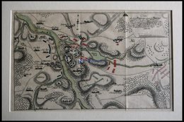 MEISSEN, Plan Der Schlacht Bei Kehlen Vom 3. Und 4.12.1759, Altkolorierter Kupferstich Von Ca. 1760 - Litografia