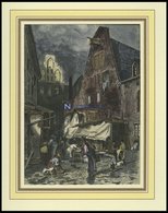 ROSTOCK: Der Schlächtergang, Kolorierter Holzstich Von G. Schönleber Von 1881 - Litografía