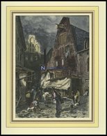 ROSTOCK: Der Schlächtergang, Kolorierter Holzstich Von G. Schönleber Von 1881 - Litografia