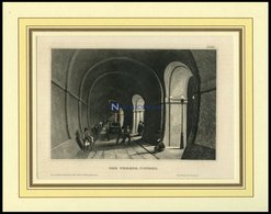 Der THEMSE-TUNNEL, Stahlstich Von B.I. Um 1840 - Litografía