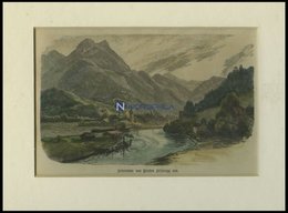 INTERLAKEN, Gesamtansicht, Kolorierter Holzstich Um 1880 - Litografia