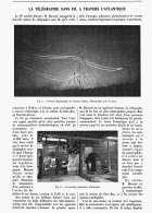 LE TELEGRAPHE SANS FIL à TRAVERS    L'ATLANTIQUE   1907 - Other & Unclassified