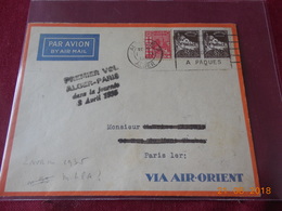 Lettre De 1935 D Alger A Destination De Paris (1er Vol Alger- Paris) - Brieven En Documenten