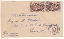 Lettre De St Pierre Pour Paris En 1952 Avec 2 Timbres 4F Pêche à La Morue - Lettres & Documents