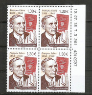 Pompeu Fabra (reform Of Contemporary Catalan Language), Block Of Four **  Year 2018. Coin Daté - Unused Stamps