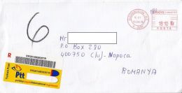 6729FM- AMOUNT 18.10, CADDEBOSTAN, RED MACHINE STAMPS ON REGISTERED COVER, 2018, TURKEY - Brieven En Documenten