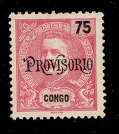 ! ! Congo - 1902 King Carlos 75 R OVP "Provisorio" - Af. 45 - No Gum - Congo Portugais