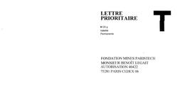 PAP Fondation Mines Paristech (PAP121) - Cartas/Sobre De Respuesta T