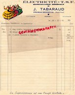 87 - COUSSAC BONNEVAL - RARE BELLE FACTURE J. TABARAUD- ELECTRICITE TSF- QUINCAILLERIE-1940 - Electricité & Gaz